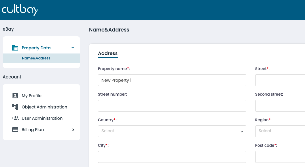 Fill all fields with data related to your property accordingly